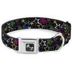 Dog Bone Seatbelt Buckle Collar - Sketch Stars Black/Multi Color
