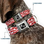 Dog Bone Seatbelt Buckle Collar - Skull Yard Red/White