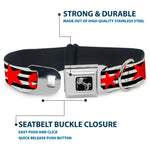Dog Bone Seatbelt Buckle Collar - Stripes & Stars Black/White/Red