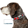 Load image into Gallery viewer, Dog Bone Seatbelt Buckle Collar - Stripes & Stars Black/White/Red