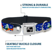 Dog Bone Seatbelt Buckle Collar - Santa & Reindeers