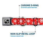 Dog Bone Seatbelt Buckle Collar - Snowflakes Red/White