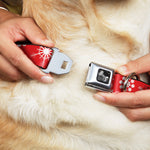 Dog Bone Seatbelt Buckle Collar - Snowflakes Red/White