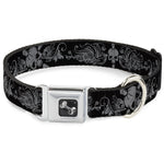 Dog Bone Seatbelt Buckle Collar - Skull & Dagger w/Filigree Black/Gray