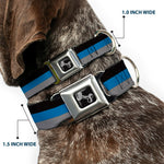 Dog Bone Seatbelt Buckle Collar - Stripes Black/Turquoise/Gray