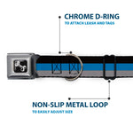 Dog Bone Seatbelt Buckle Collar - Stripes Black/Turquoise/Gray