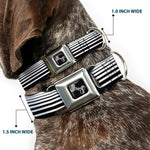 Dog Bone Seatbelt Buckle Collar - Stripe Transition Black/White