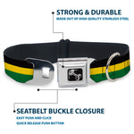Dog Bone Seatbelt Buckle Collar - Stripes Black/Yellow/Green