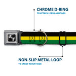 Dog Bone Seatbelt Buckle Collar - Stripes Black/Yellow/Green