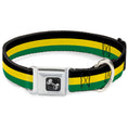 Load image into Gallery viewer, Dog Bone Seatbelt Buckle Collar - Stripes Black/Yellow/Green
