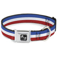Load image into Gallery viewer, Dog Bone Seatbelt Buckle Collar - Stripes Blue/White/Red