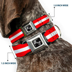 Dog Bone Seatbelt Buckle Collar - Stripes Red/White/Red
