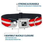 Dog Bone Seatbelt Buckle Collar - Stripes Red/White/Red