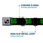 Dog Bone Seatbelt Buckle Collar - St. Pat's Black/Clovers