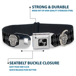 Dog Bone Seatbelt Buckle Collar - Skull Candy Black/Gray/White