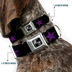 Dog Bone Seatbelt Buckle Collar - Star Black/Purple