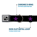 Dog Bone Seatbelt Buckle Collar - Star Black/Purple