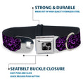 Load image into Gallery viewer, Dog Bone Seatbelt Buckle Collar - Sleeve Skulls Black/Purple