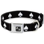 Dog Bone Seatbelt Buckle Collar - Spade Black/White