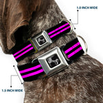 Dog Bone Seatbelt Buckle Collar - Stripe Black/Pink
