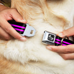 Dog Bone Seatbelt Buckle Collar - Stripe Black/Pink