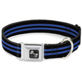 Load image into Gallery viewer, Dog Bone Seatbelt Buckle Collar - Stripe Black/Blue