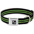 Load image into Gallery viewer, Dog Bone Seatbelt Buckle Collar - Stripe Black/Green