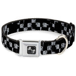 Dog Bone Seatbelt Buckle Collar - Scribble Checker Black/White