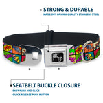 Dog Bone Seatbelt Buckle Collar - Sound Effect Checkers Multi Color