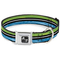 Load image into Gallery viewer, Dog Bone Seatbelt Buckle Collar - Scribble Stripes Blue/Green/White