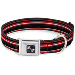 Dog Bone Seatbelt Buckle Collar - Stripes Red/Black/White