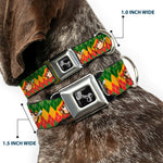 Dog Bone Seatbelt Buckle Collar - Smoking Monkey Repeat Argyle Rasta