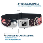 Dog Bone Seatbelt Buckle Collar - Sugar Skulls Gray/Pink