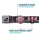 Dog Bone Seatbelt Buckle Collar - Sugar Skulls Gray/Pink