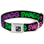 Dog Bone Seatbelt Buckle Collar - SWAGG Black/Hot Pink/Turquoise/Purple/Neon Green