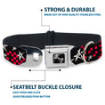Load image into Gallery viewer, Dog Bone Seatbelt Buckle Collar - Sketch Stars w/Checkers Black/Fuchsia/White