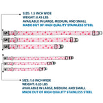 Dog Bone Seatbelt Buckle Collar - Sketch Stars w/Stripes Pink/White/Fuchsia