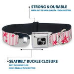 Dog Bone Seatbelt Buckle Collar - Sketch Stars w/Stripes Pink/White/Fuchsia