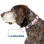 Dog Bone Seatbelt Buckle Collar - Sketch Stars w/Stripes Pink/White/Fuchsia