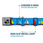 Dog Bone Seatbelt Buckle Collar - Sailboats Blue