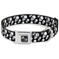 Load image into Gallery viewer, Dog Bone Seatbelt Buckle Collar - Tilted Skulls Black/White