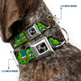 Load image into Gallery viewer, Dog Bone Seatbelt Buckle Collar - Truth and Justice Green