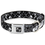 Dog Bone Seatbelt Buckle Collar - Trust No One Black/White