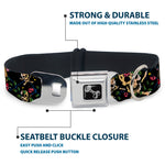 Dog Bone Seatbelt Buckle Collar - Trust No One CLOSE-UP Black