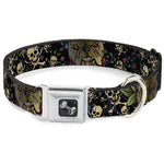 Dog Bone Seatbelt Buckle Collar - Trust No One CLOSE-UP Black