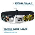 Load image into Gallery viewer, Dog Bone Seatbelt Buckle Collar - Trust No One CLOSE-UP Yellow/Green/Blue-S