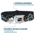 Load image into Gallery viewer, Dog Bone Seatbelt Buckle Collar - Truth and Justice CLOSE-UP Blue