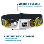 Dog Bone Seatbelt Buckle Collar - Truth and Justice CLOSE-UP Yellow