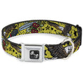 Load image into Gallery viewer, Dog Bone Seatbelt Buckle Collar - Truth and Justice CLOSE-UP Yellow