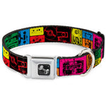 Dog Bone Seatbelt Buckle Collar - Tapes Multi Neon